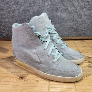 Sorel Out N About II Women's 9 Lace-Up Wedge Sneakers Sky Blue NL4443-461